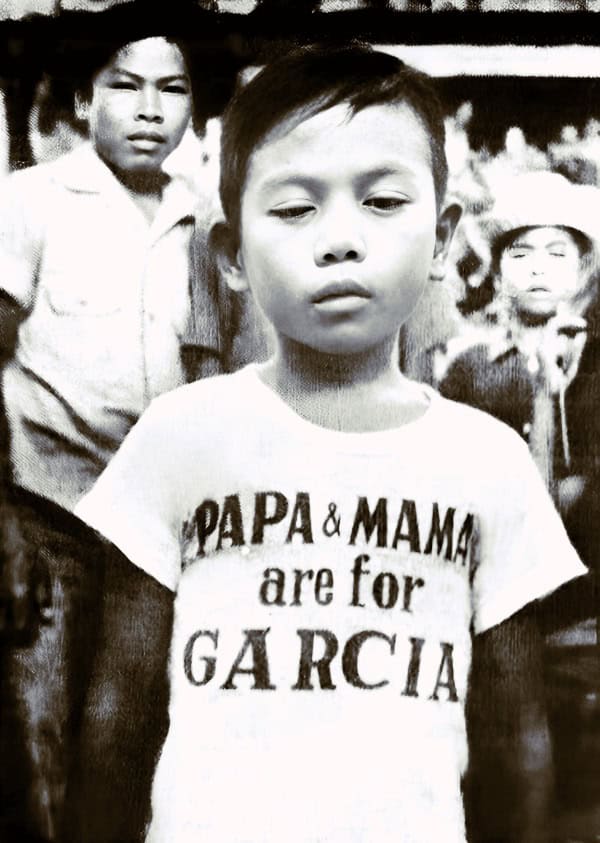 Children protesting or expressing a message about family and identity, captured in a black and white photograph. The image emphasizes the importance of childhood voices in social and cultural history.