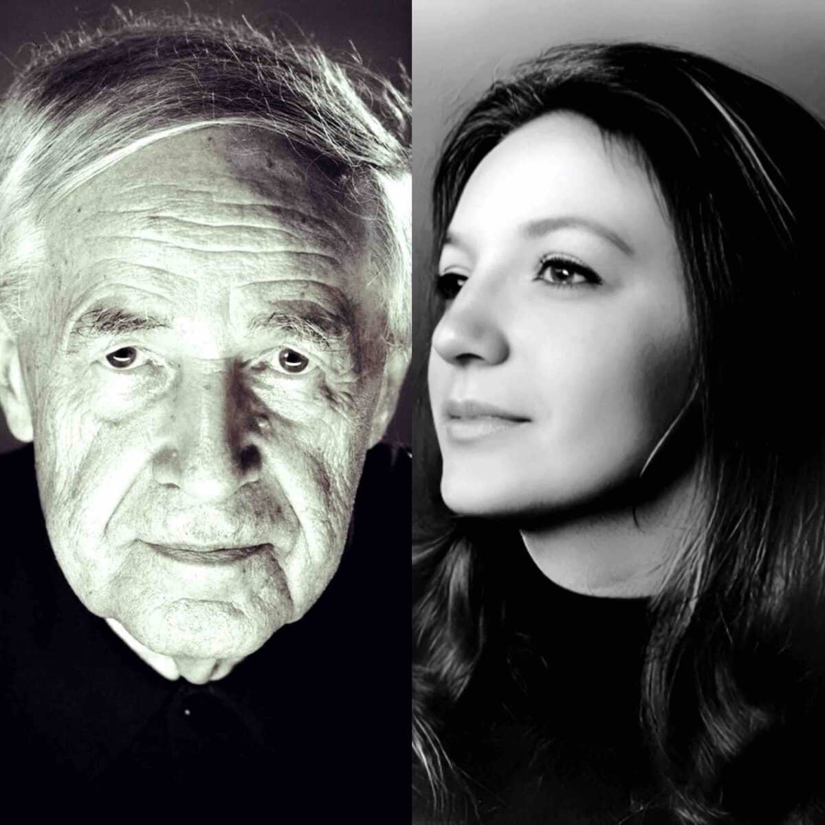 Old man with gray hair and deep wrinkles, black and white photo, representing historical news and memories.