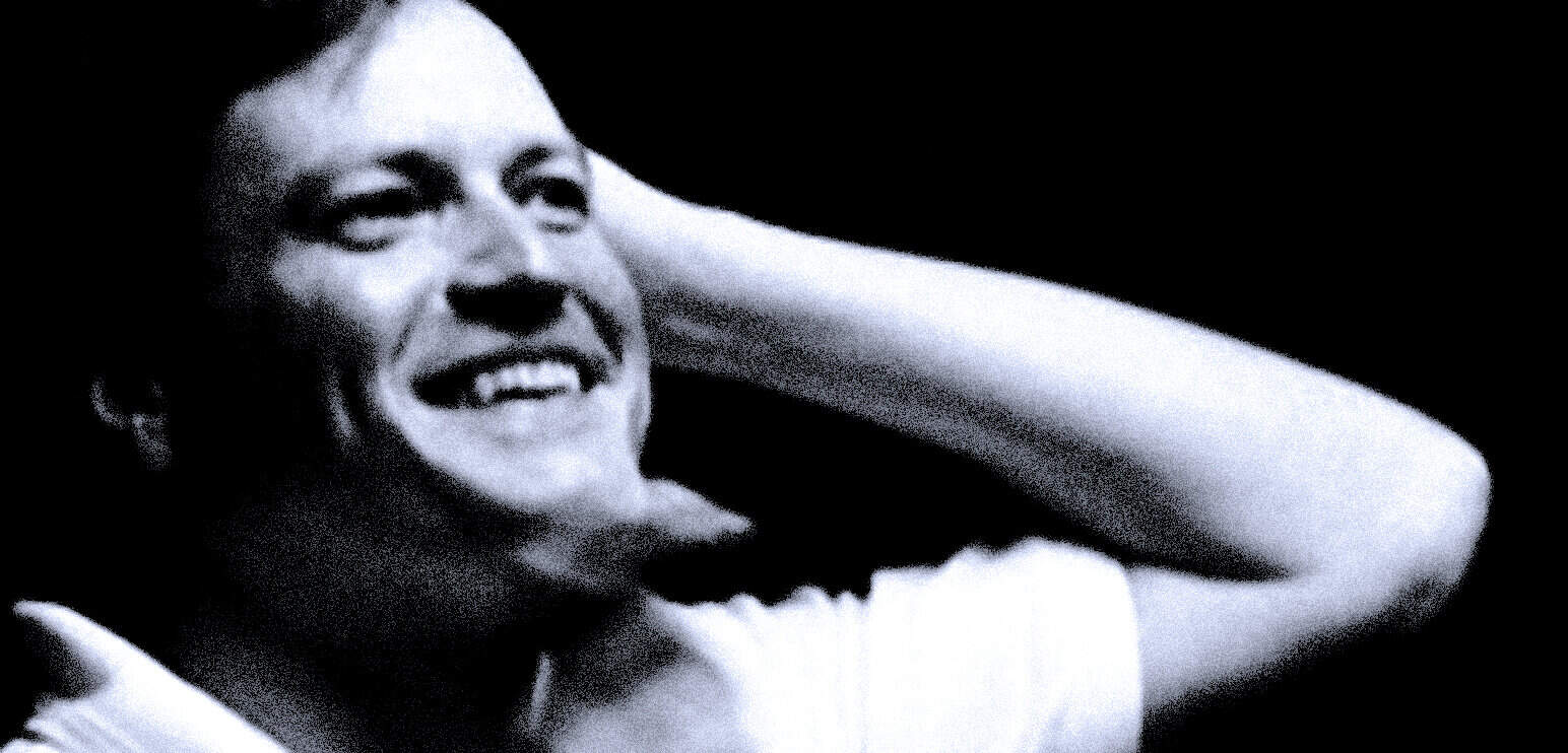 Joyful woman smiling with hands behind head, black and white portrait emphasizing happiness and music, related to historical sound archives and news storytelling at Past Daily.