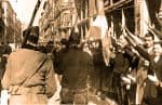 Crowd of people during a historical protest or rally, vintage photo capturing moments of political activism, demonstrating the importance of news, history, and music archives in preserving cultural events.