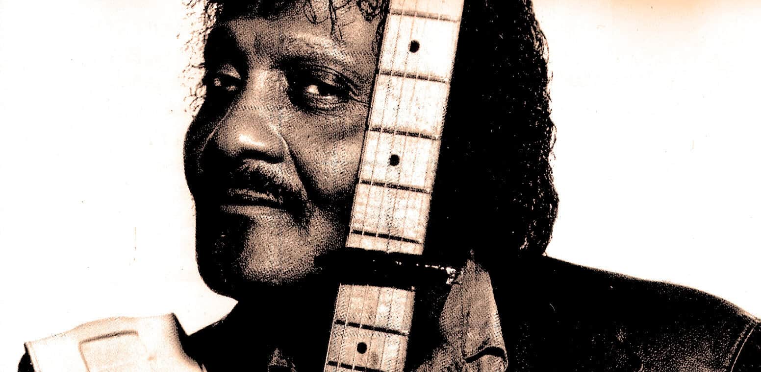 René Marie Bobbitt, legendary blues guitarist, featured in vintage black-and-white photo; highlights the historical and musical archive content of Past Daily.