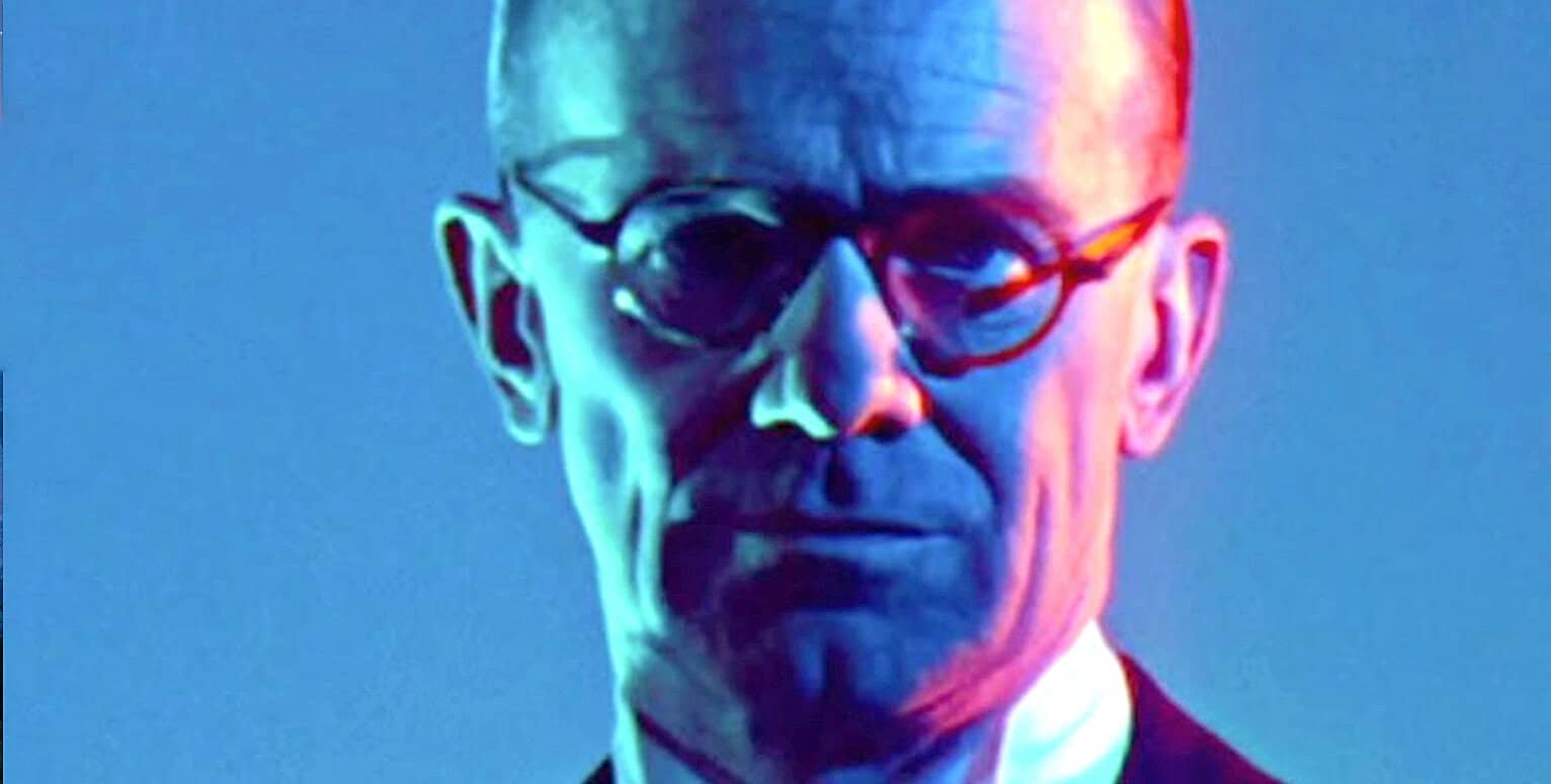 Portraying a digital art of a man wearing glasses with a colorful neon background, emphasizing music, news, and historical sound archives, related to past daily sound archive of news and history, modern visual art.