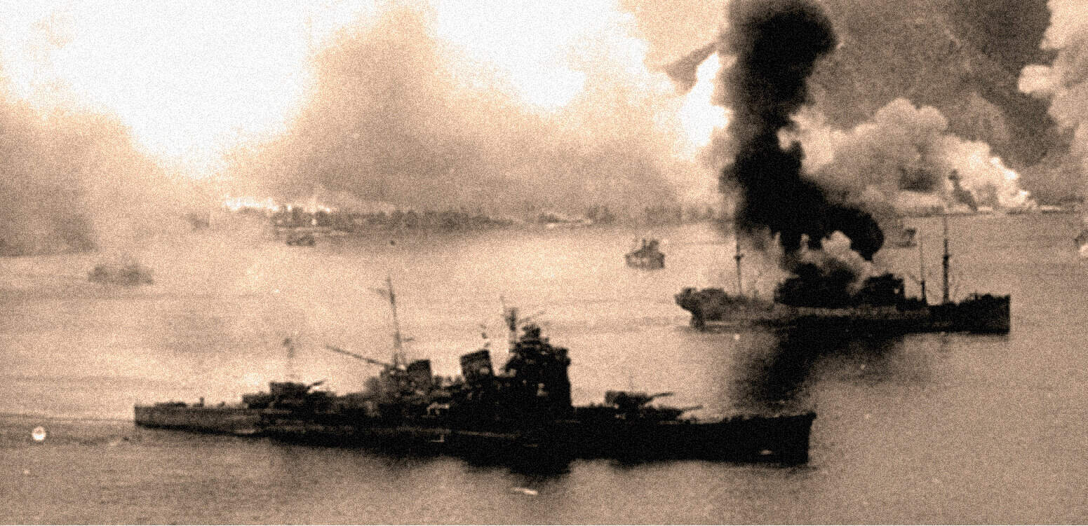 Wartime ships engaged in naval combat with smoke billowing from vessels, historical military maritime scene.