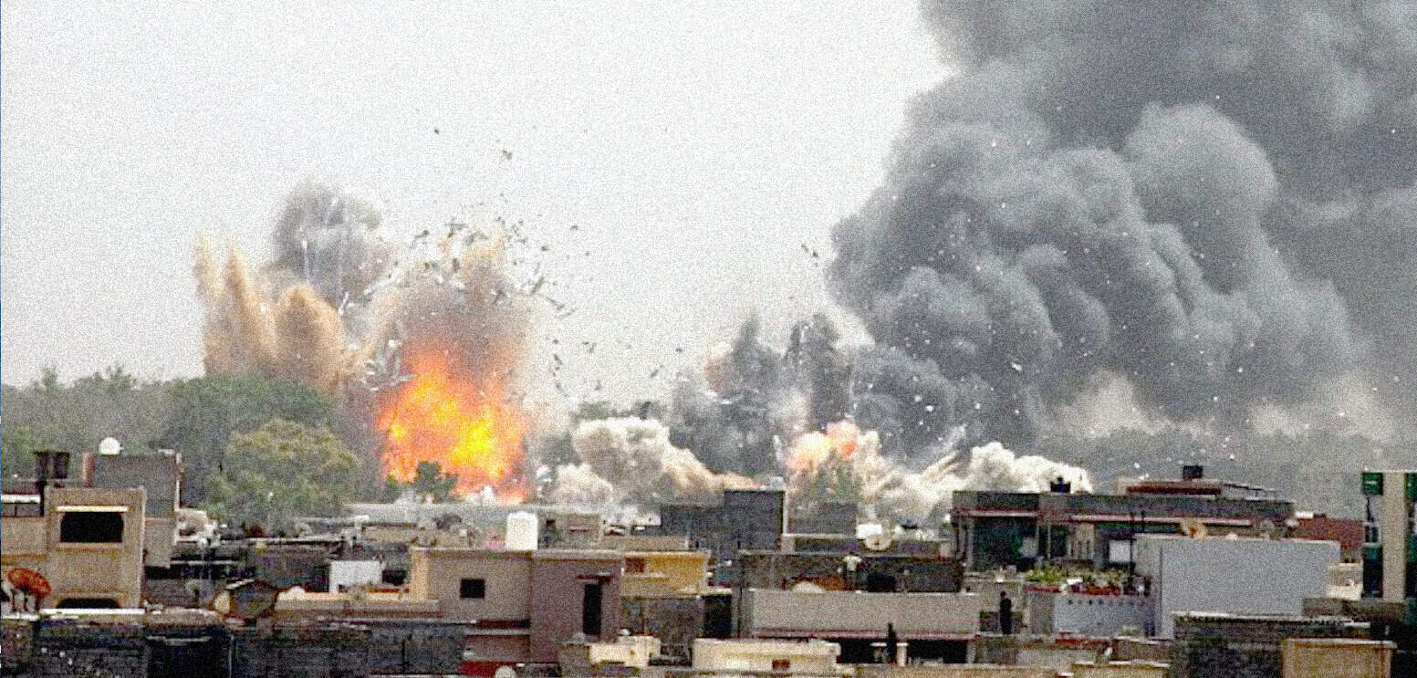 Unsplash image of an explosion in an urban area.