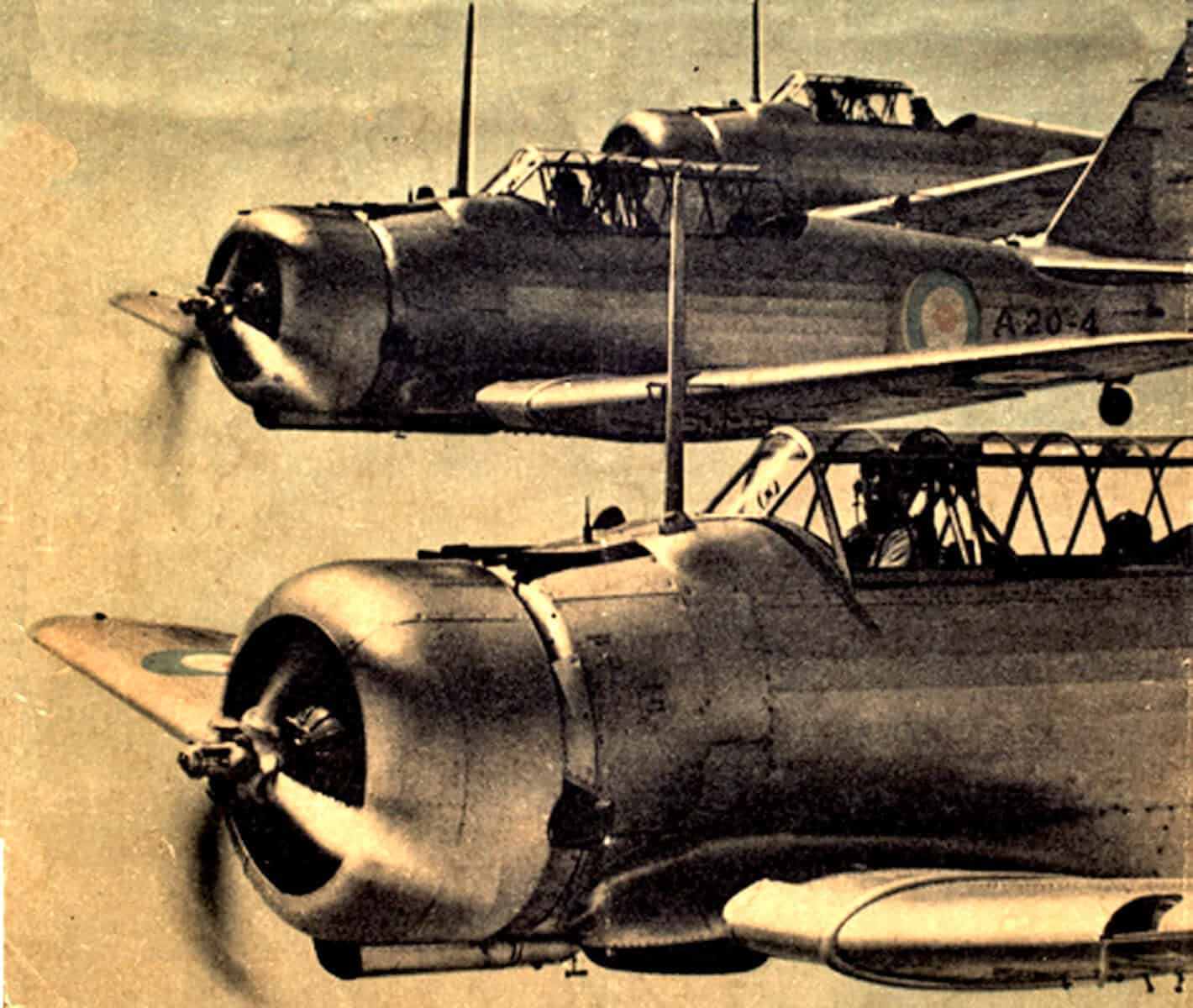 Vintage WWII fighter planes in flight, showcasing historical military aircraft and aviation history.