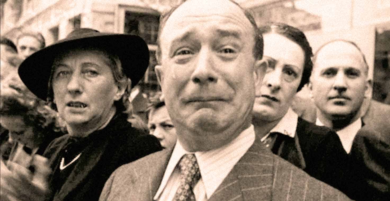 Historic black and white photograph of women and men in formal attire, capturing moments from news, history, and cultural events, available on Past Daily sound archive website.