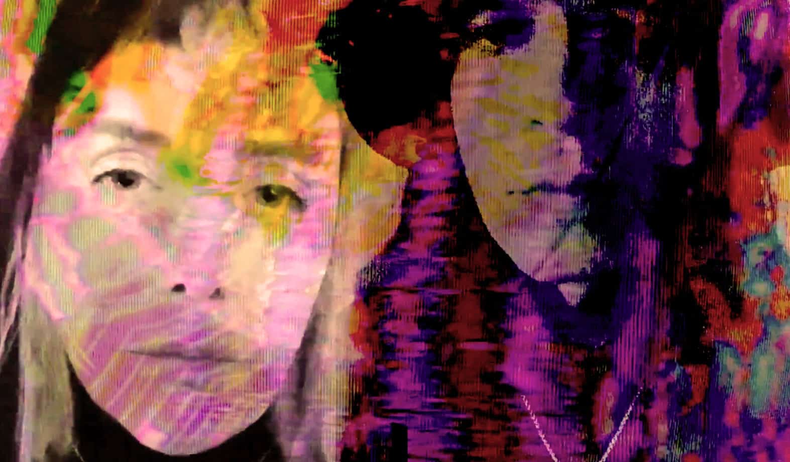 Female portrait with vibrant colorful artistic overlay representing music history and sound archive, inspired by Past Daily, a source for news, history, and music recordings.