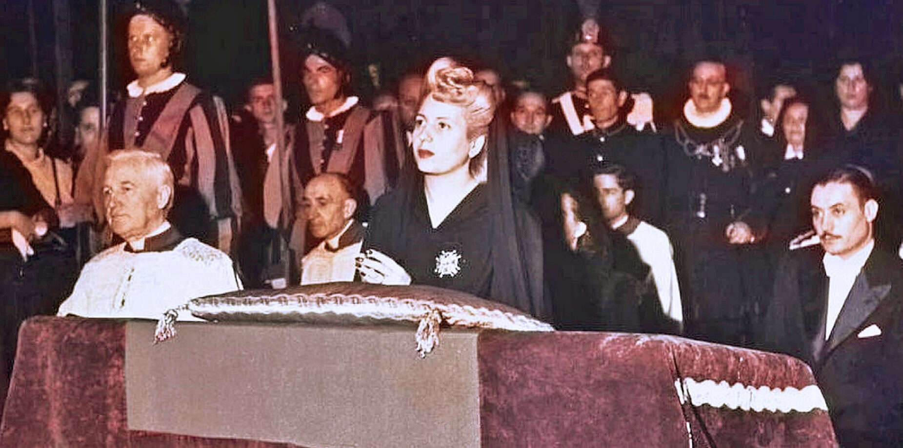 Historic news event with dignitaries and officials at a formal ceremony, archival footage related to music, history, or political history, emphasizing sound archives and historical significance.