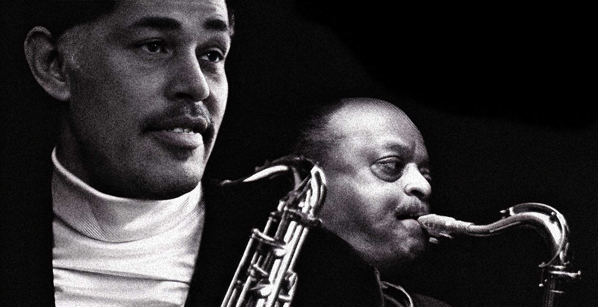 Black jazz musicians playing saxophone, emphasizing music history and jazz heritage.