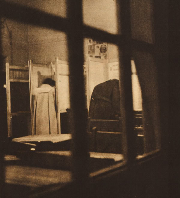 Abandoned school hallway with empty desks and chairs behind barred gates, evoking nostalgia and solitude. Perfect for history and education-related content, emphasizing archival and historical themes.