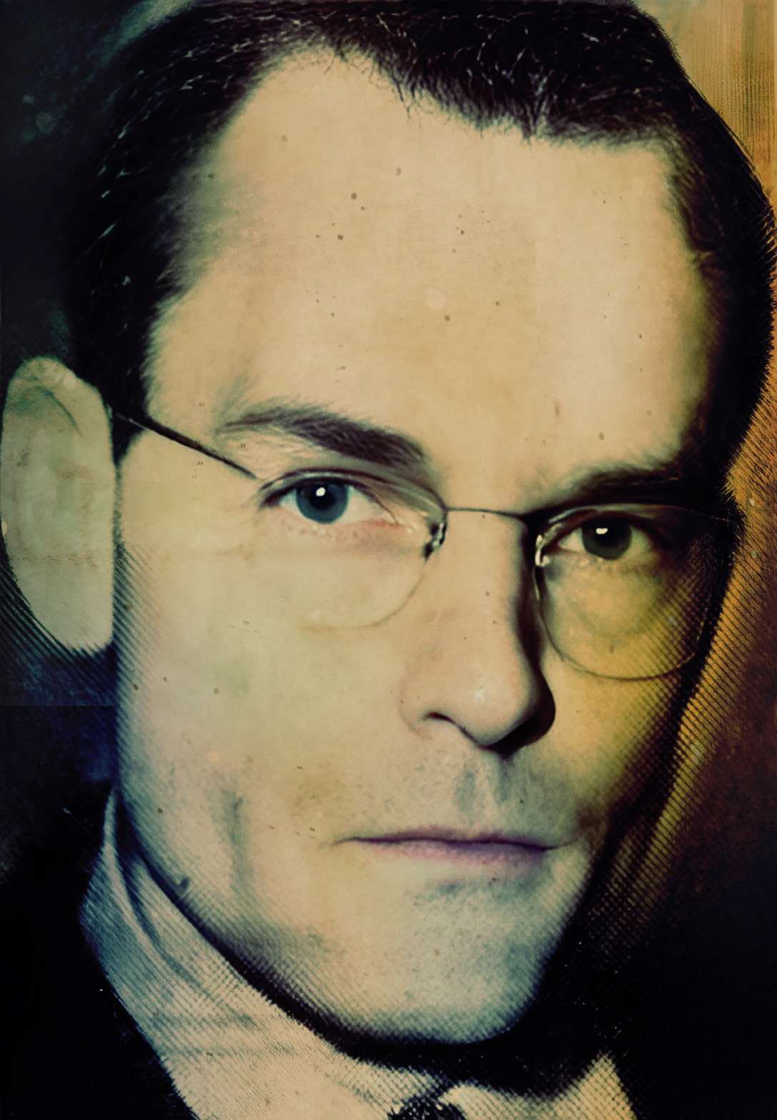Vintage portrait of a man with glasses, highlighting music history and classic radio moments, emphasizing the nostalgic sound archive and news media from the Past Daily archive.
