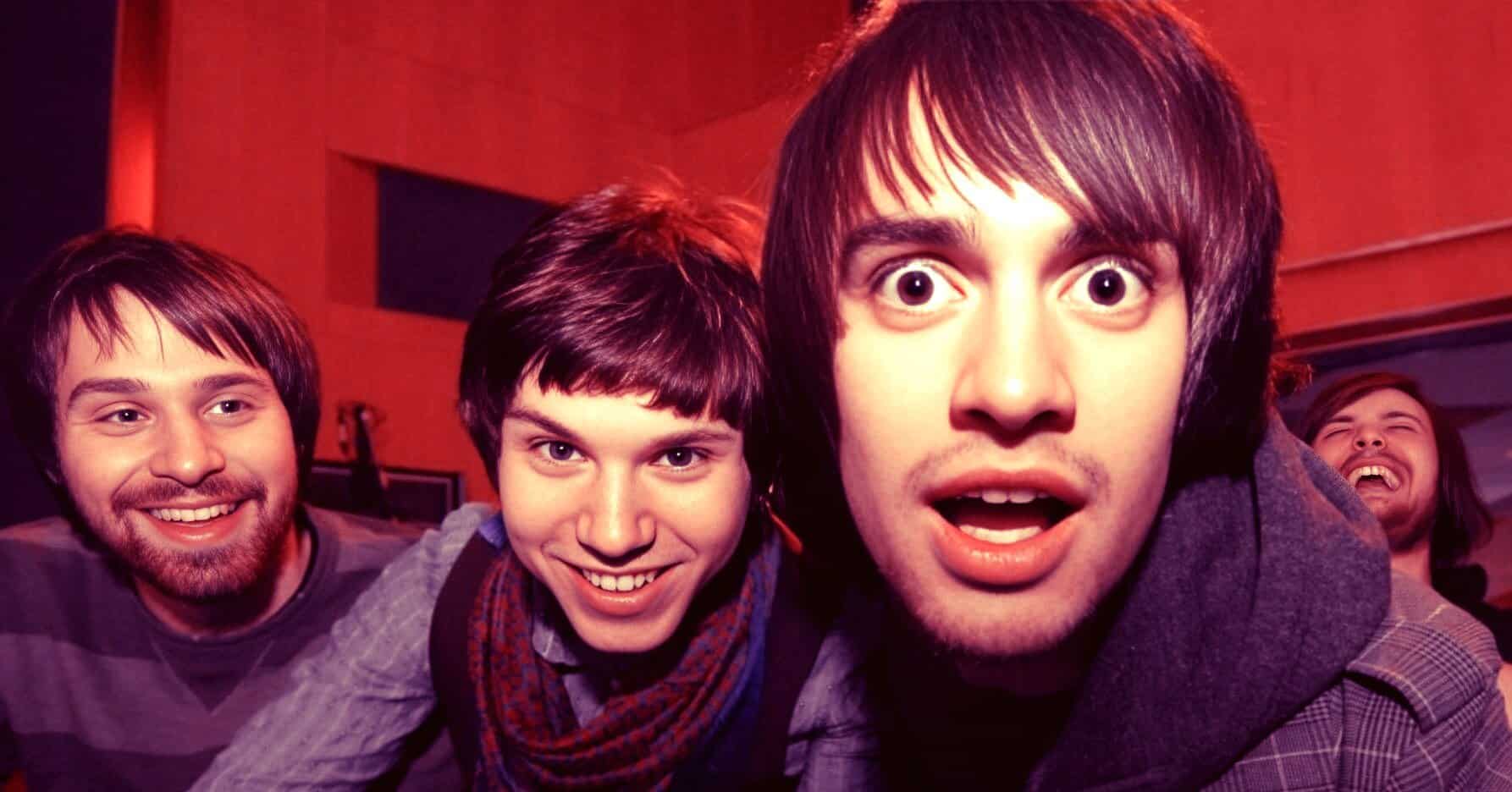 Vibrant image of a group of young friends with excited and happy expressions, capturing the joyful atmosphere suitable for music, news, and entertainment themes related to past daily sound archives.