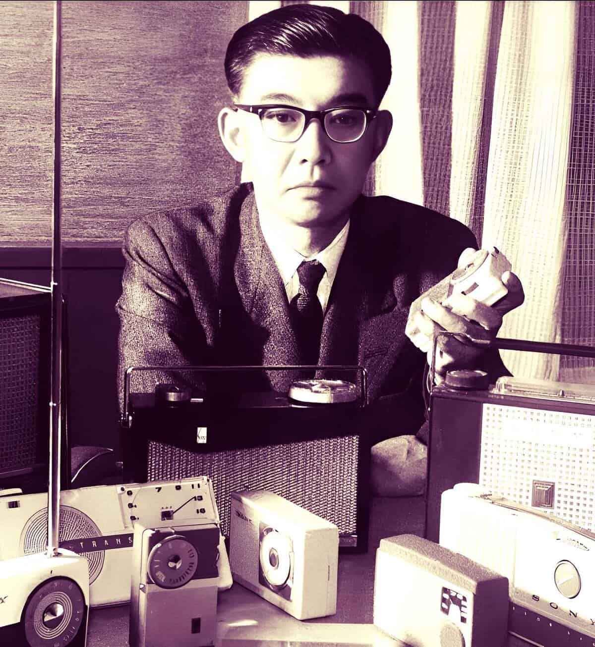 Vintage radio host with classic radio equipment, capturing the essence of mid-20th-century news, music, and history broadcasting for archival sound recordings.