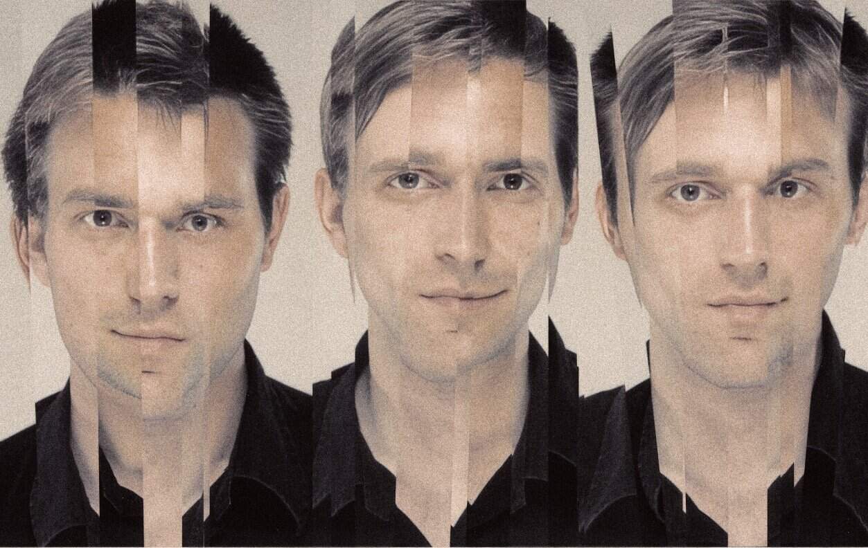 Portrait of a man with a collage effect, emphasizing music, news, and history themes for archive and sound recording relevance.
