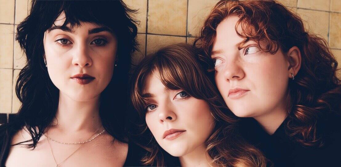 Vintage photograph of three women with distinct hairstyles and makeup, representing music, news, and history archives, emphasizing the importance of preserving cultural sound recordings for future generations.