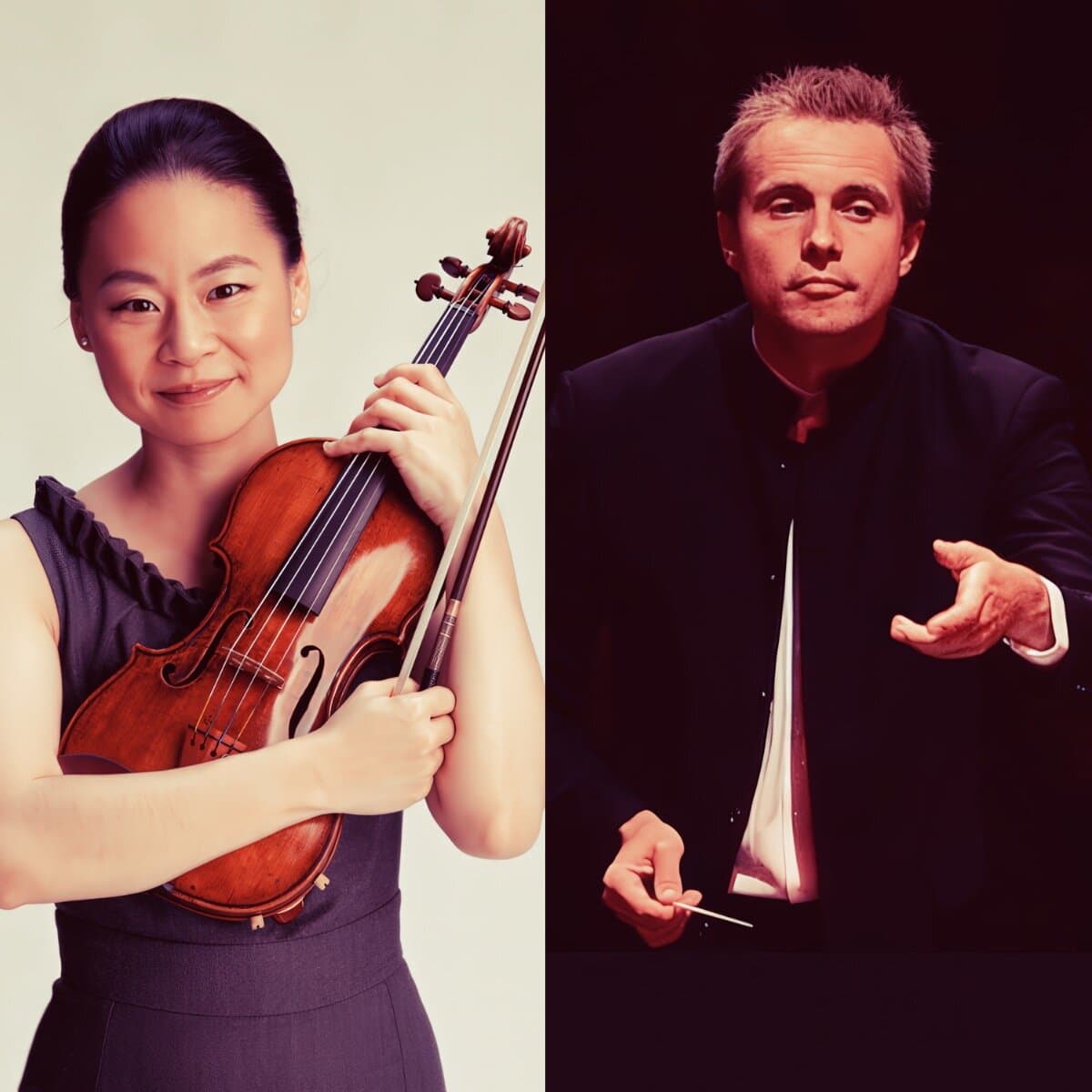 Classical female violinist holding a violin and bow, professional musician, concert performance, elegant attire, instrumental music, arts and culture, live performance, symphony orchestra, music archive, classical music heritage, past daily archive.