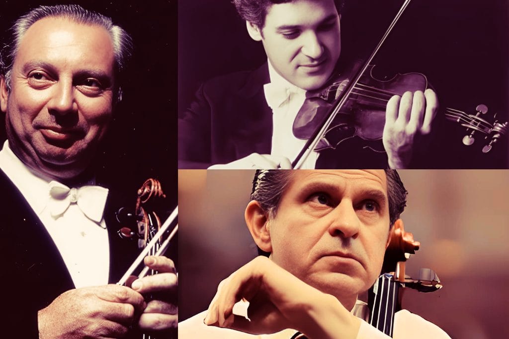 Issac Stern (L) - Pinchas Zuckerman (top) - Leonard Rose (bottom) - thinking as one.